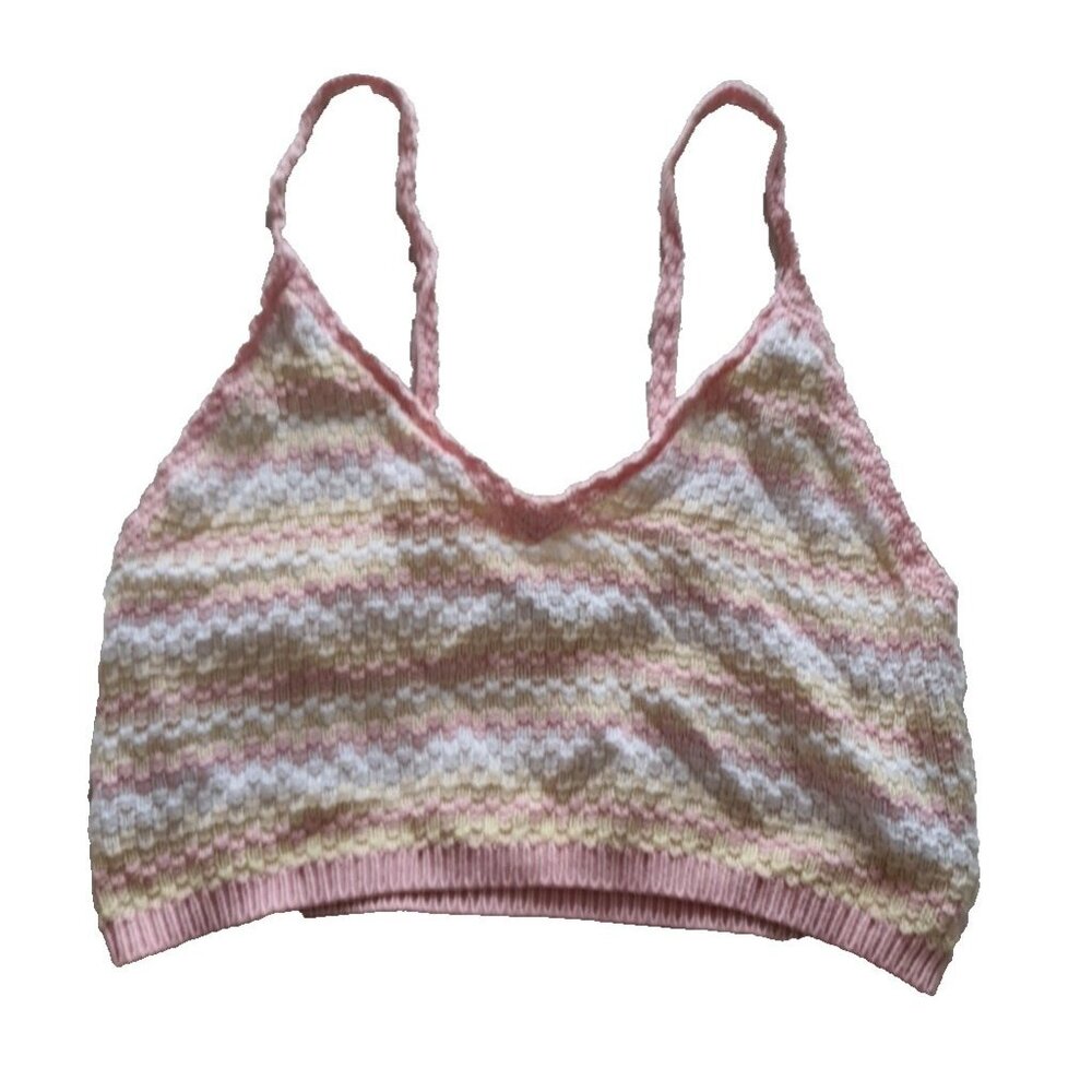 Wild Fable Crochet Top Size L‎ Straps Pink Crop Girls Junior Sleeveless